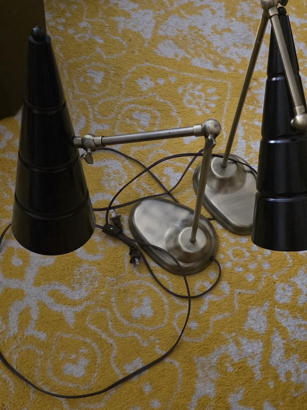 Adjustable Black Desk Lamps with Brushed Nickel Bases